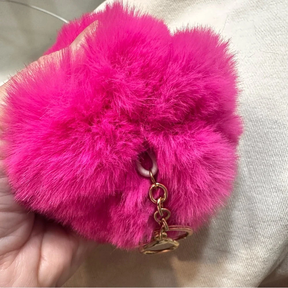 Pink Fur Keychain bag charm Accessory